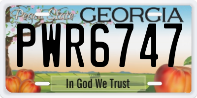 GA license plate PWR6747