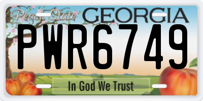 GA license plate PWR6749