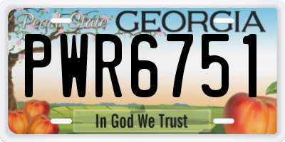GA license plate PWR6751