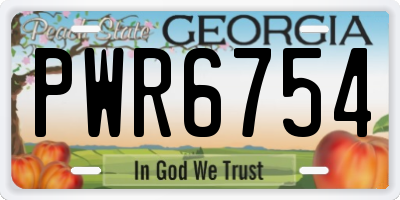 GA license plate PWR6754