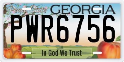 GA license plate PWR6756