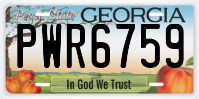GA license plate PWR6759