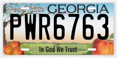 GA license plate PWR6763