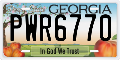 GA license plate PWR6770