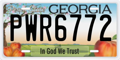 GA license plate PWR6772