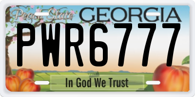GA license plate PWR6777