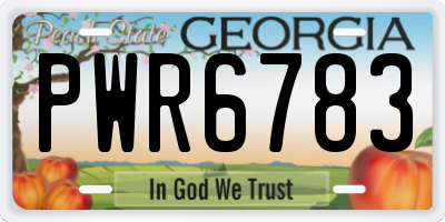 GA license plate PWR6783