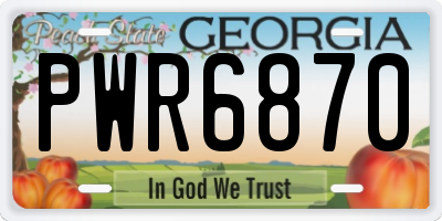 GA license plate PWR6870