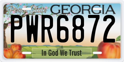 GA license plate PWR6872