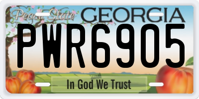 GA license plate PWR6905