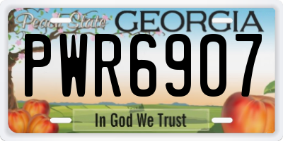 GA license plate PWR6907