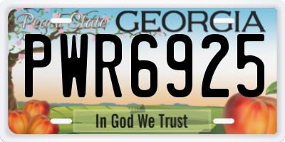 GA license plate PWR6925