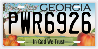 GA license plate PWR6926