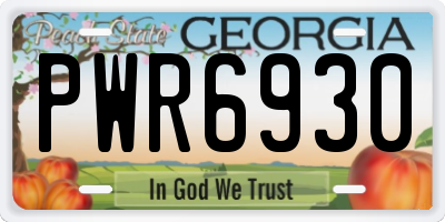 GA license plate PWR6930
