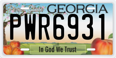 GA license plate PWR6931