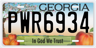 GA license plate PWR6934