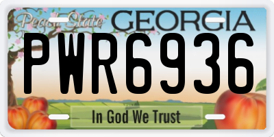 GA license plate PWR6936
