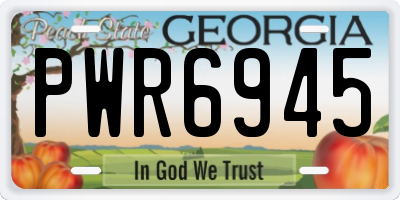 GA license plate PWR6945
