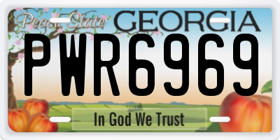 GA license plate PWR6969