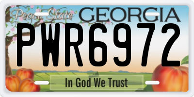 GA license plate PWR6972