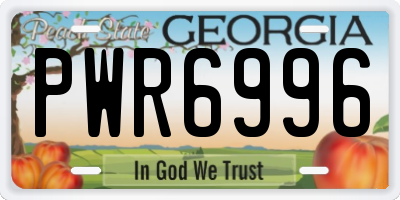GA license plate PWR6996