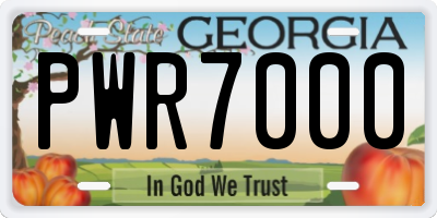 GA license plate PWR7000