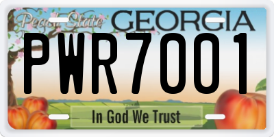 GA license plate PWR7001