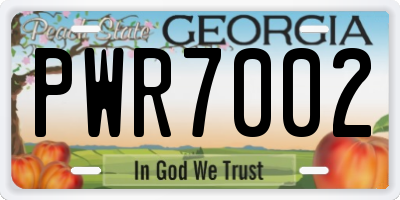 GA license plate PWR7002