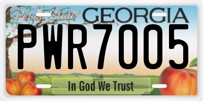 GA license plate PWR7005