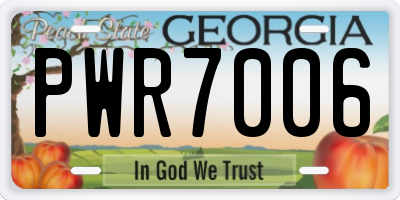 GA license plate PWR7006