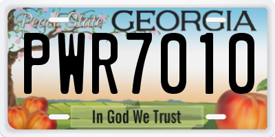 GA license plate PWR7010