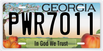 GA license plate PWR7011
