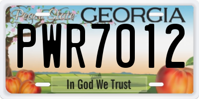 GA license plate PWR7012