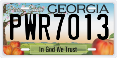 GA license plate PWR7013