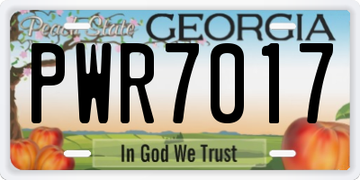 GA license plate PWR7017