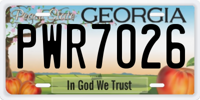 GA license plate PWR7026