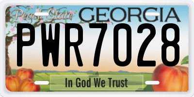 GA license plate PWR7028
