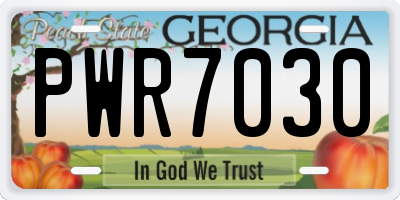 GA license plate PWR7030