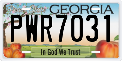 GA license plate PWR7031