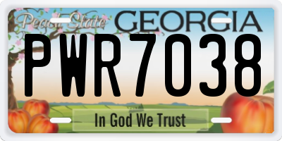 GA license plate PWR7038
