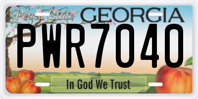 GA license plate PWR7040
