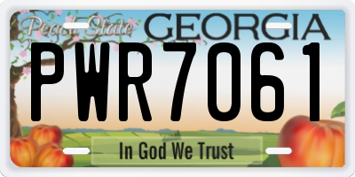 GA license plate PWR7061
