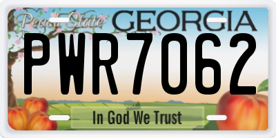 GA license plate PWR7062