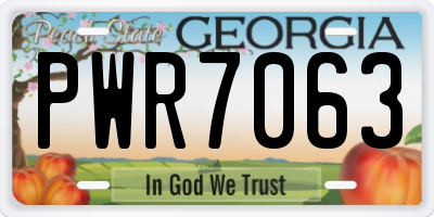 GA license plate PWR7063