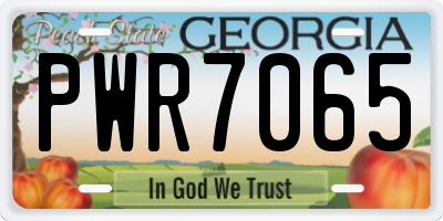 GA license plate PWR7065