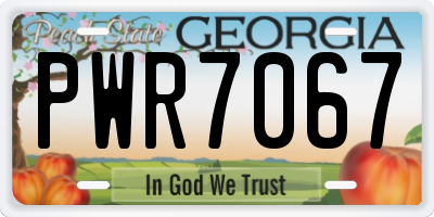 GA license plate PWR7067