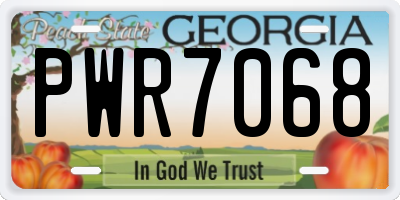 GA license plate PWR7068