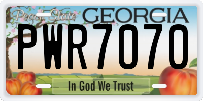 GA license plate PWR7070