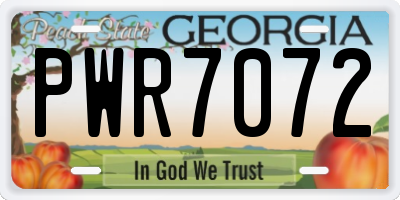 GA license plate PWR7072