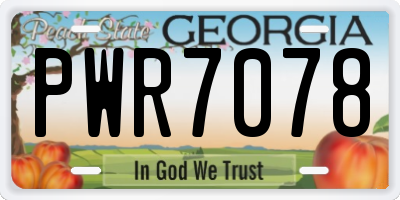 GA license plate PWR7078